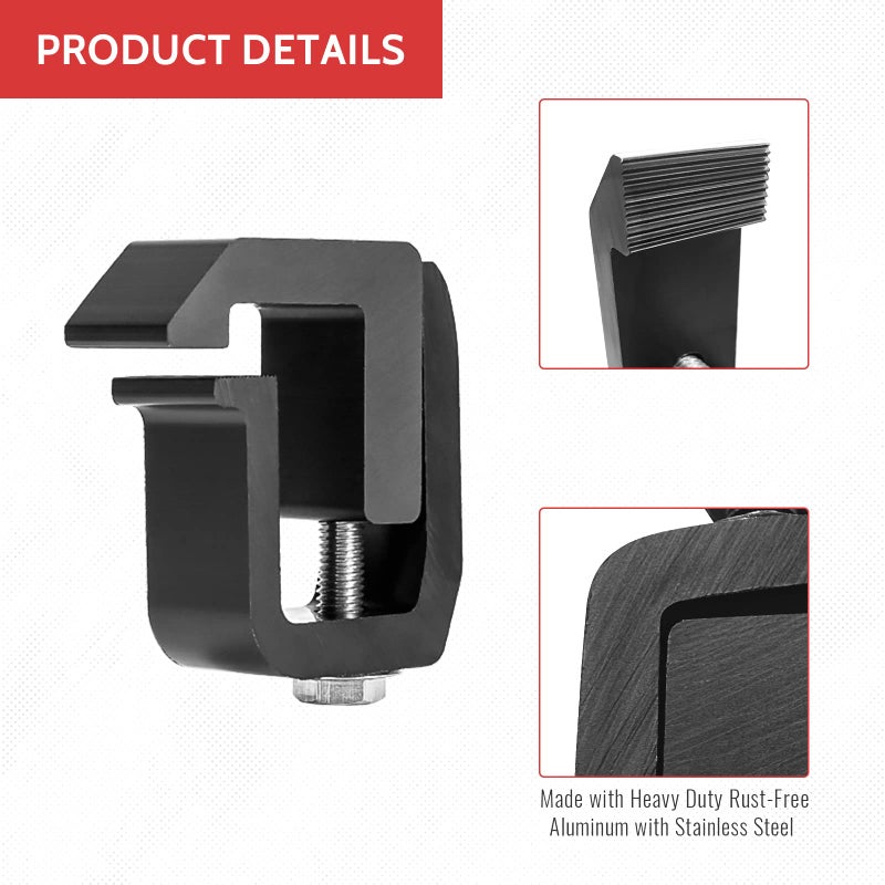 AA-Racks P-AC-08 Truck Cap / Camper Shell Mounting Clamp fit Chevrolet Silverado S-10 Colorado / GMC Sierra Sonoma Canyon, Dodge Ram, Ford F-150, Set of 4 - Black - Image 3